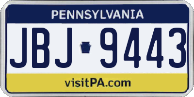 PA license plate JBJ9443