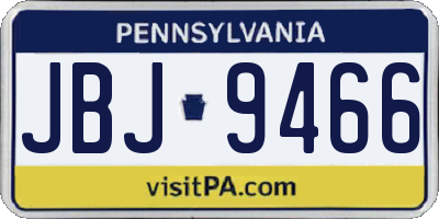 PA license plate JBJ9466