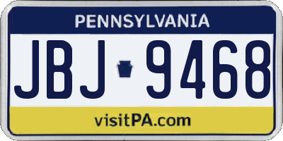 PA license plate JBJ9468