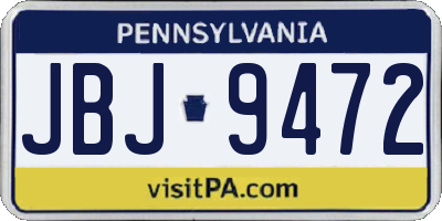 PA license plate JBJ9472