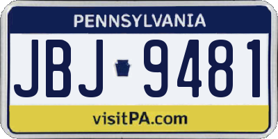 PA license plate JBJ9481