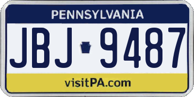PA license plate JBJ9487