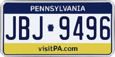 PA license plate JBJ9496