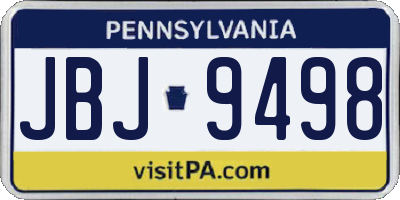 PA license plate JBJ9498