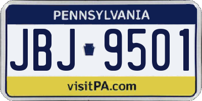 PA license plate JBJ9501