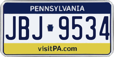 PA license plate JBJ9534