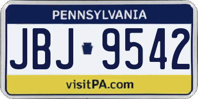 PA license plate JBJ9542