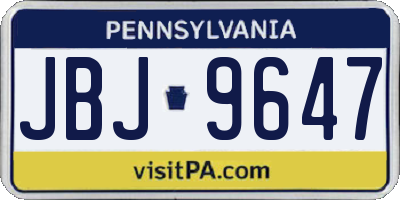 PA license plate JBJ9647