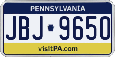 PA license plate JBJ9650