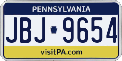 PA license plate JBJ9654