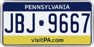 PA license plate JBJ9667