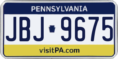 PA license plate JBJ9675