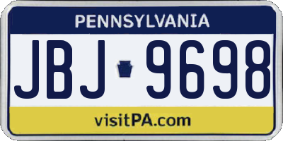 PA license plate JBJ9698