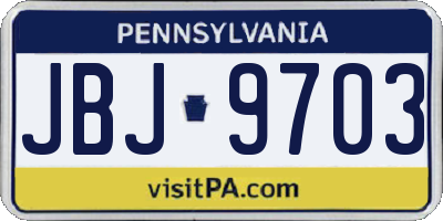 PA license plate JBJ9703