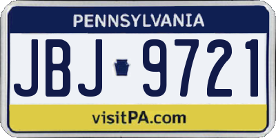 PA license plate JBJ9721