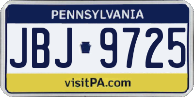 PA license plate JBJ9725