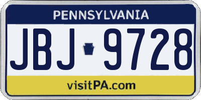 PA license plate JBJ9728