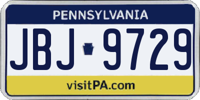PA license plate JBJ9729