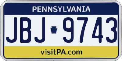 PA license plate JBJ9743