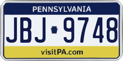 PA license plate JBJ9748