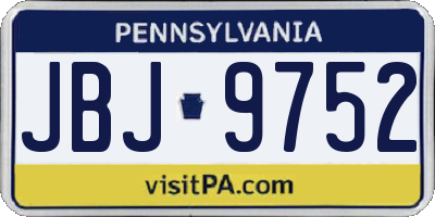 PA license plate JBJ9752