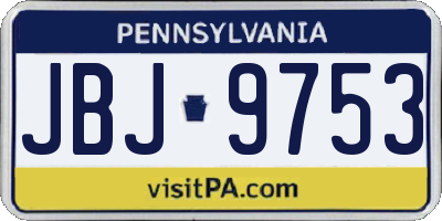 PA license plate JBJ9753