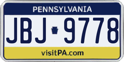 PA license plate JBJ9778