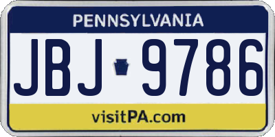 PA license plate JBJ9786