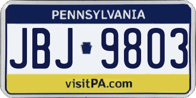 PA license plate JBJ9803