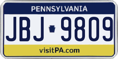PA license plate JBJ9809