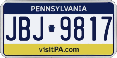 PA license plate JBJ9817