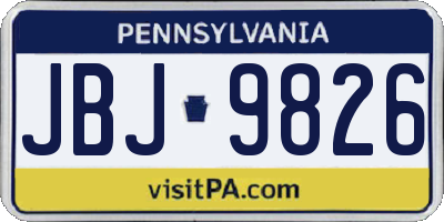 PA license plate JBJ9826