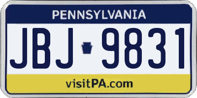 PA license plate JBJ9831