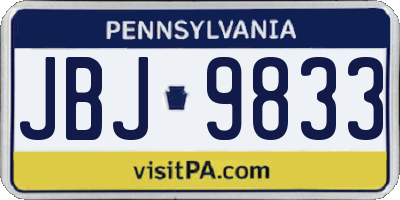 PA license plate JBJ9833