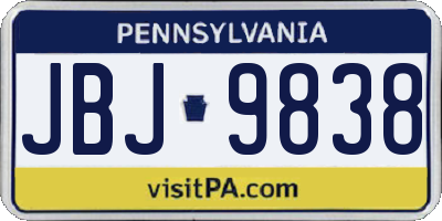 PA license plate JBJ9838