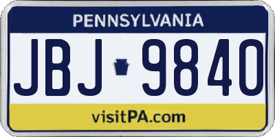 PA license plate JBJ9840