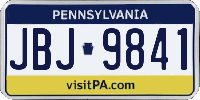 PA license plate JBJ9841