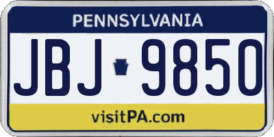 PA license plate JBJ9850