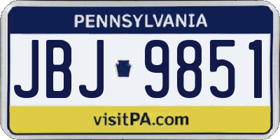 PA license plate JBJ9851