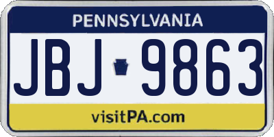 PA license plate JBJ9863