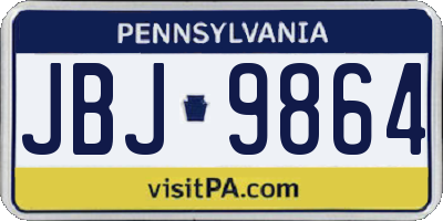 PA license plate JBJ9864