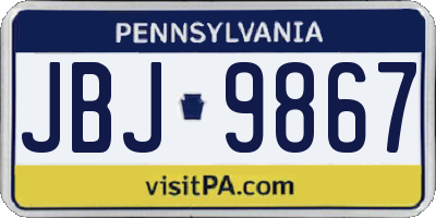 PA license plate JBJ9867