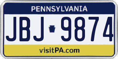 PA license plate JBJ9874
