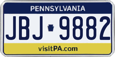 PA license plate JBJ9882