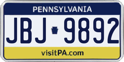 PA license plate JBJ9892