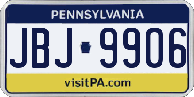 PA license plate JBJ9906