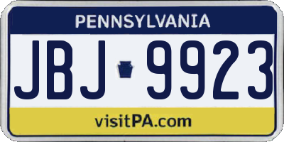 PA license plate JBJ9923