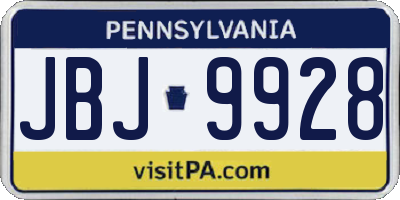 PA license plate JBJ9928