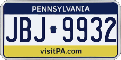 PA license plate JBJ9932