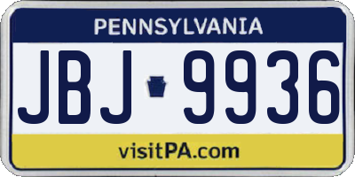 PA license plate JBJ9936